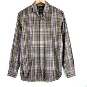 POLO Ralph Lauren Slim Fit Plaid Button Down Shirt Sz M 15 1/2-39 Olive Multi